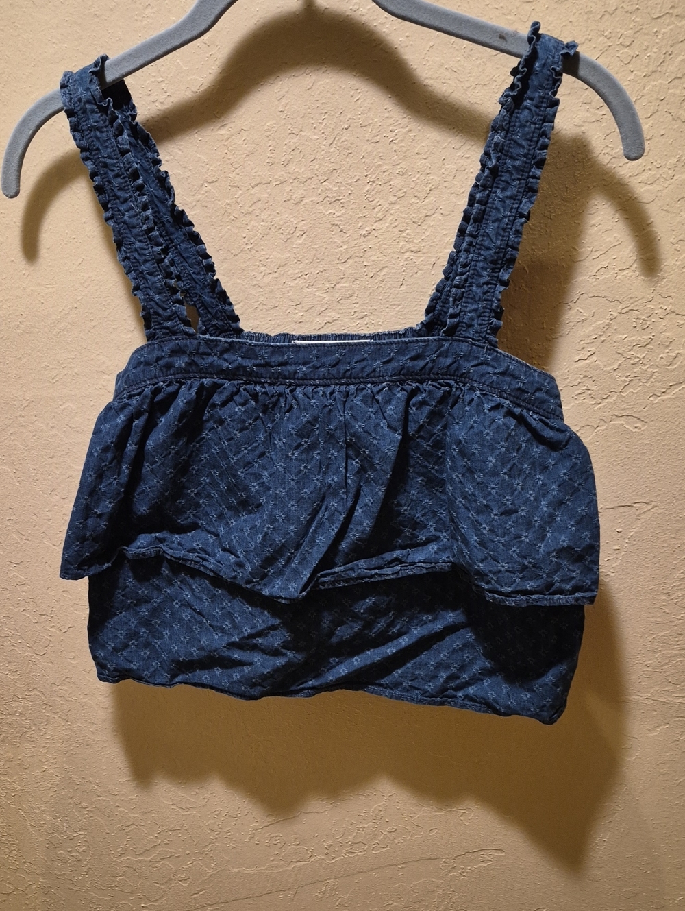 Madewell Indigo Textured Sleeveless Crop Top
